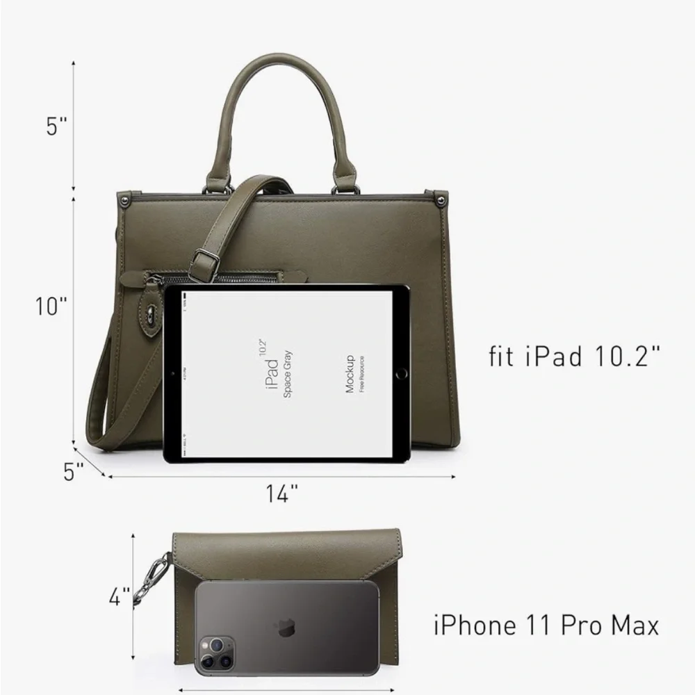 Elegant Olive Women's Shoulder Bag Set